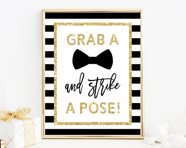INSTANT DOWNLOAD Mr. Onederful Photo Sign, Grab A Bow Tie and Strike A Pose Sign Printable, Printable Mr One-derful Photo Props Sign, B02