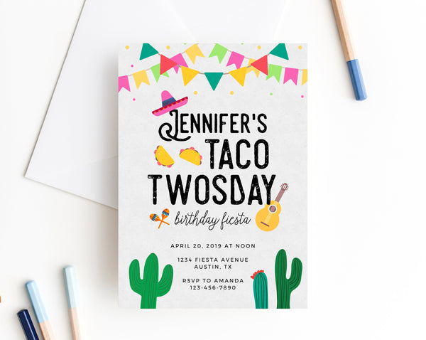 Taco Twosday Invitation Template, Taco Twosday Themed Party Invitation Printable, Mexican Themed Party, 2nd Birthday Fiesta, Templett