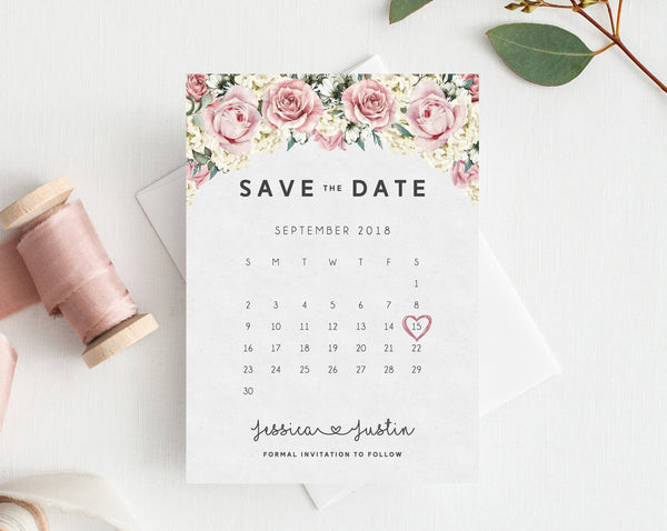 INSTANT DOWNLOAD Save the Date, Save the Date Template, Save the Date Printable, Save the Date Calendar, Wedding Template, Templett, W06