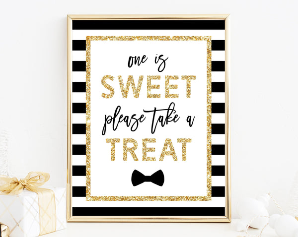 INSTANT DOWNLOAD Mr. Onederful One Is Sweet Please Take A Treat Sign, First Birthday Party Favor Sign, Mr. Onederful Party Favor Sign, B02