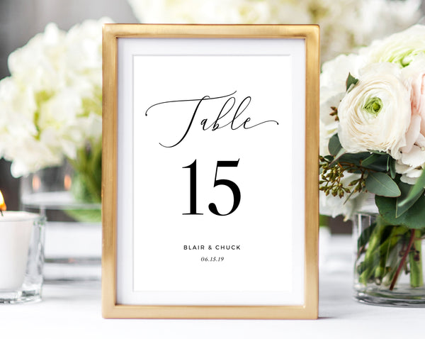 Wedding Table Numbers, Printable Wedding Table Numbers, Table Number Card Template, Modern Calligraphy, DIY, Instant Download, Templett, W15