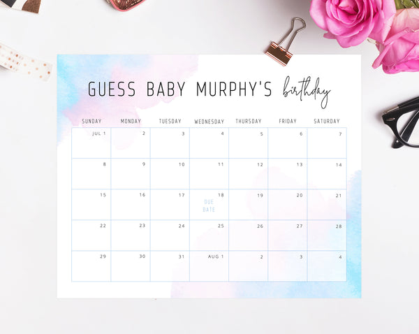 Due Date Calendar Template, Baby Shower Calendar, Baby Due Date Game, | paperandthings due-date-calendar-template-baby-shower-calendar-baby-due-date-game-paperandthings
