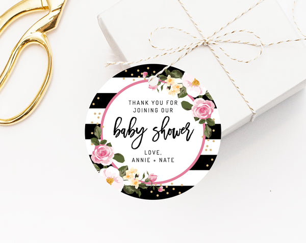 INSTANT DOWNLOAD Favor Tags, Thank You Tag, Stripes Baby Shower Favor Tag, Gold Gift Tag, Favor Label, Favor Tag Printable, Templett