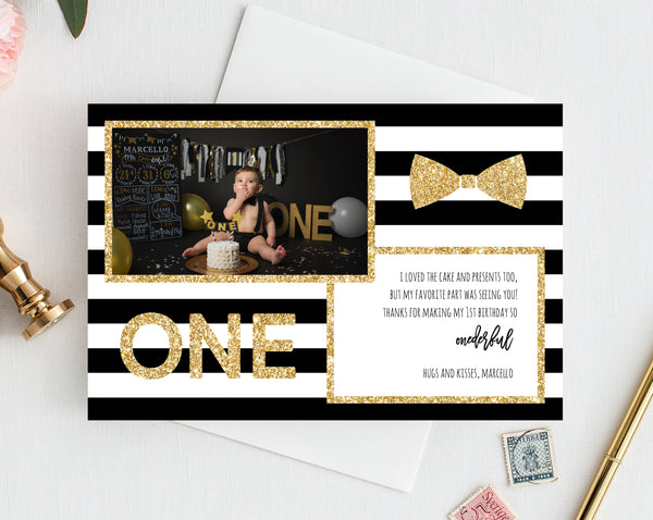 INSTANT DOWNLOAD Mr. Onederful Thank You Card Template, Thank You Photo Card, Mister One-derful Birthday Card, First Birthday, Templett, B02