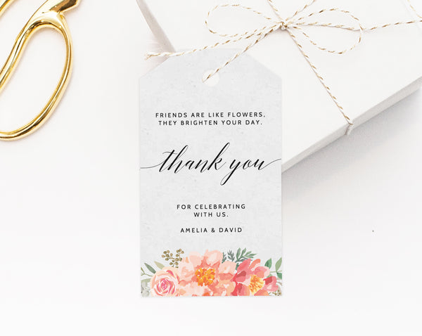 INSTANT DOWNLOAD Favor Tags, Thank You Tag, Floral Favor Tag, Baby Shower Gift Tag, Favor Label, Favor Tag Printable, Templett
