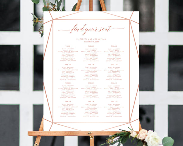 Wedding Seating Chart Template, Seating Chart Printable, Seating Chart Board, Blush Wedding Sign, Instant Download, Templett, W08