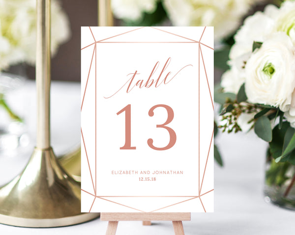 Wedding Table Numbers Template, Printable Wedding Table Numbers, Blush Table Number Card Template, DIY, Instant Download, Templett, W08