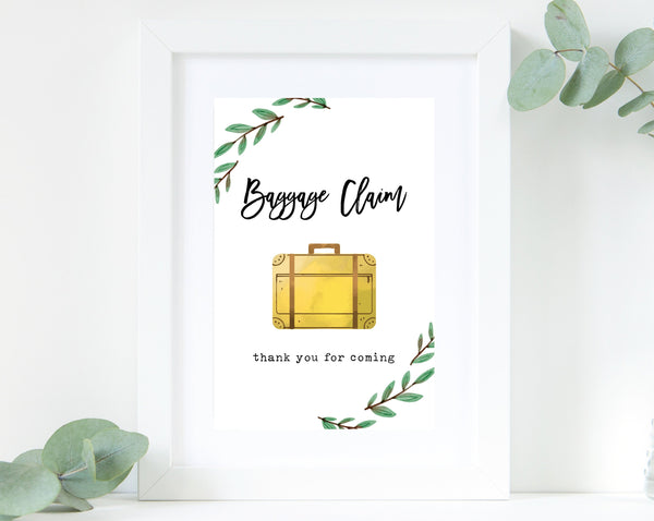 Baggage Claim Sign, Adventure Themed Sign Printable, Instant Download, Adventure Awaits Baby Shower Sign, Favor Sign, Thank You, Templett