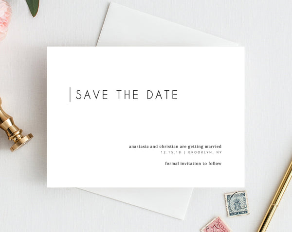 INSTANT DOWNLOAD Save the Date, Simple Save the Date Template, Save the Date Printable, Minimalistic Save Our Date Template, Templett, W11