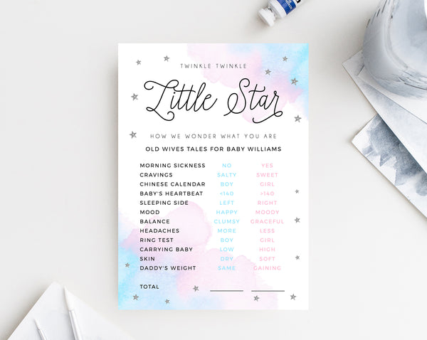 Gender Reveal Sign Template, Old Wives Tales Chart, Twinkle Twinkle Li | paperandthings gender-reveal-sign-template-old-wives-tales-chart-twinkle-twinkle-li-paperandthings