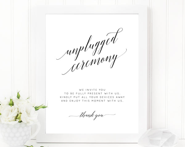 Unplugged Ceremony Sign Printable, Wedding Unplugged Ceremony, DIY Printable Wedding Sign, Switch Cellphone, Devices Away, Templett, W02