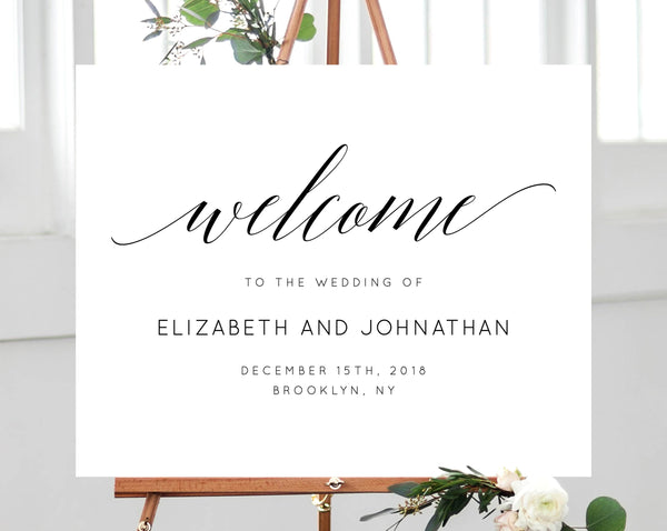 Wedding Welcome Sign Template, Welcome to the Wedding Printable, Welcome Board, Simple Wedding Sign, Instant Download, Templett, W02