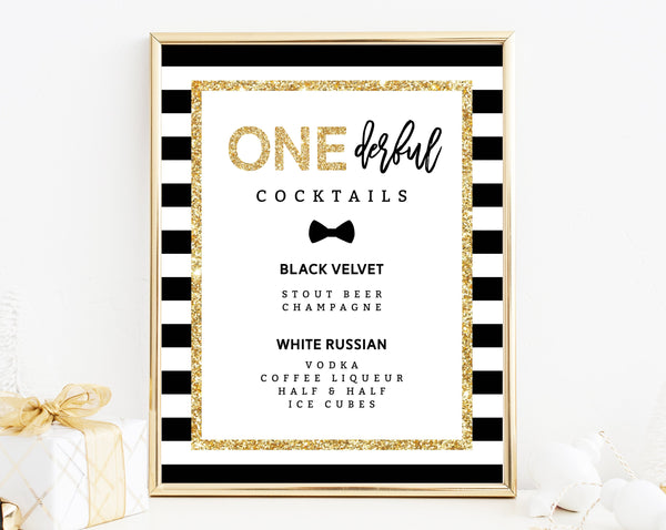 Mr. Onederful Cocktails Menu Template, Onederful Sign Printable, Editable One-derful Birthday Drinks Signs Instant Download, Templett, B02
