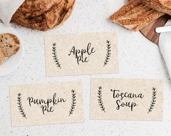Printable Thanksgiving Food Labels Template, Thanksgiving Food Tent Cards, Friendsgiving Food Labels, Friendsgiving Food Signs, Templett