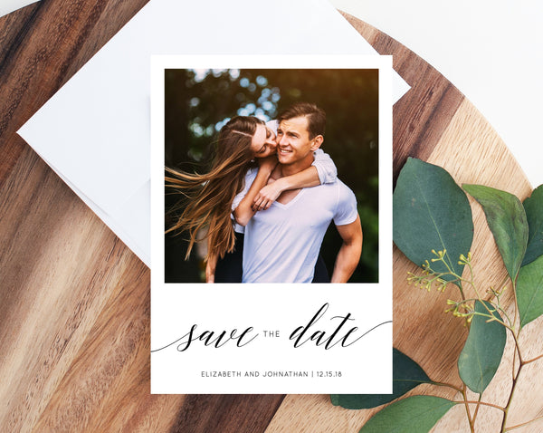 Photo Save the Date Template, Save the Date with Pictures Template, Engagement Photo Save the Date Card, Templett, W02 W08