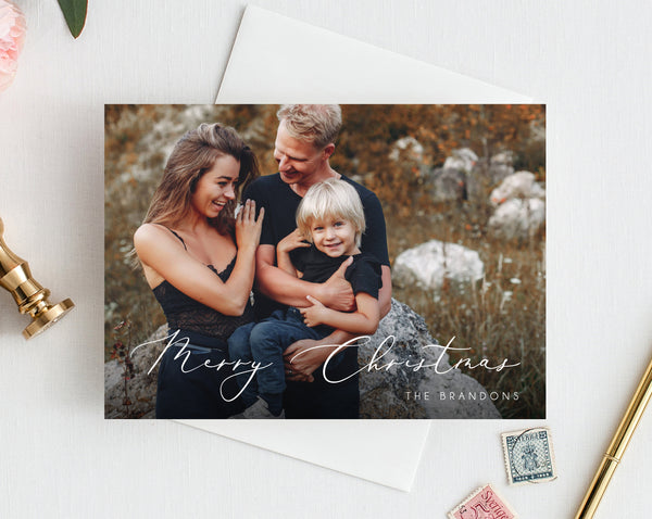 INSTANT DOWNLOAD Christmas Card, Christmas Cards with Pictures, Printable Family Photo Holidays Card, DIY Simple Modern Card, Templett