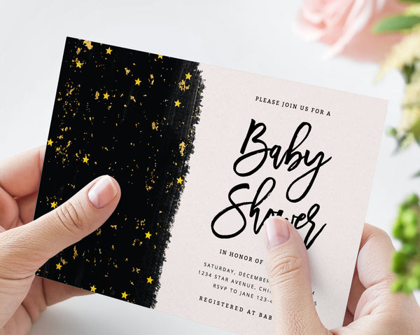 INSTANT DOWNLOAD Baby Shower Invitation Template, Printable Baby Shower, Twinkle Twinkle Little Star, DIY Baby Shower Invitation, Templett