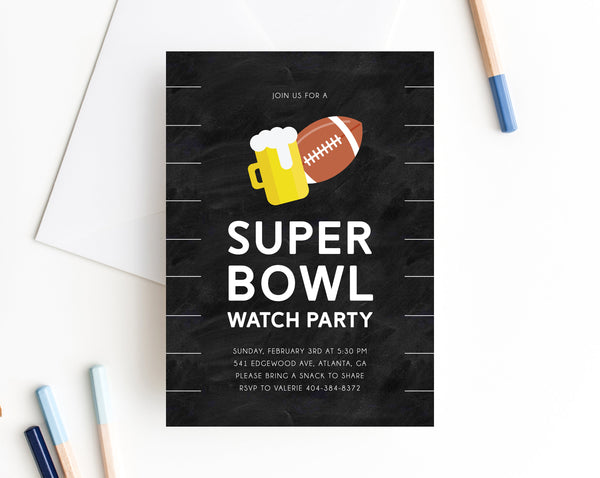 Super Bowl Watch Party Invite Template, Printable Super Bowl Party Invitation, Football Watch Party, Instant Download,  Templett