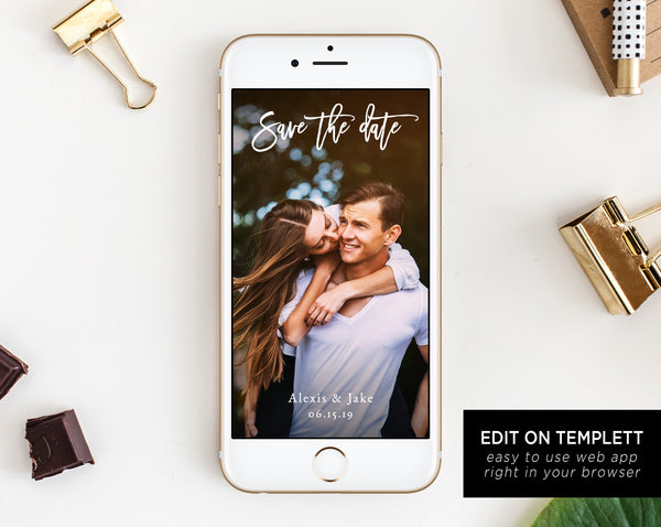 Electronic Save the Date Template, Mobile Save the Date, Phone Invite, Phone Save the Date, Editable Template, Templett