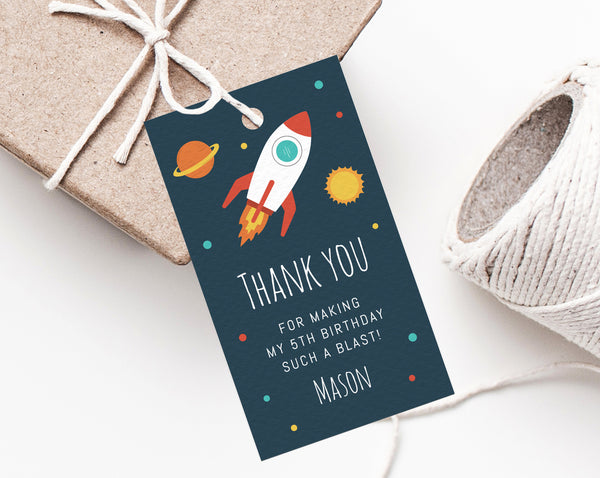Space Birthday Party Favor Tag Template, Astronaut Birthday Favor Label, Gift Tag, Galaxy Birthday Thank You Label, Templett