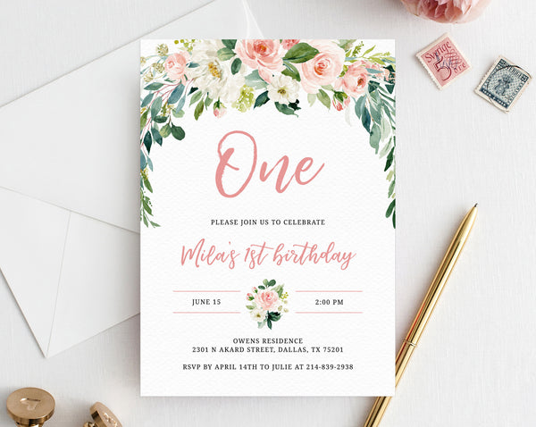 blush-pink-floral-first-birthday-party-invitation-template-printable-paperandthings for Free Printable First Birthday Invitation Templates Blush Pink Floral First Birthday Party Invitation Template, Printable | paperandthings for Free Printable First Birthday Invitation Templates