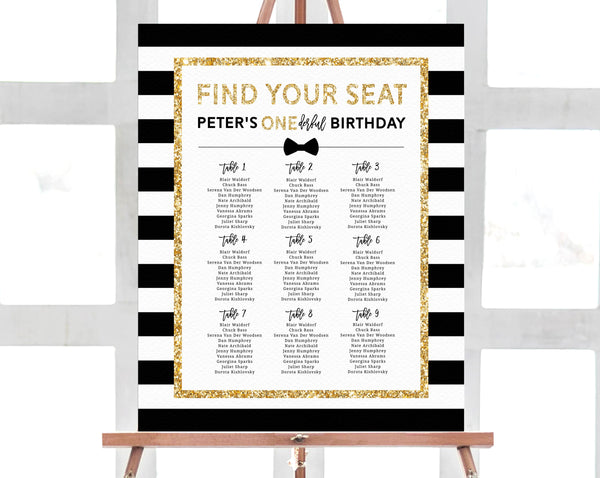 Mr. Onederful Seating Chart Template, 1st Birthday Seating Chart Printable, One-derful Sign, Instant Download, Templett, B02