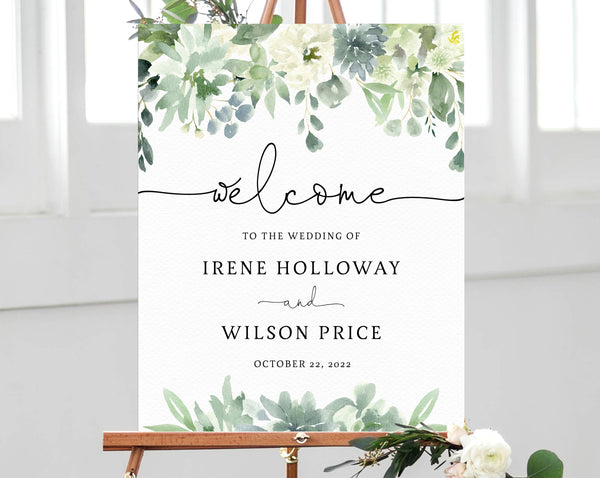 Succulent Wedding Welcome Sign Template, Welcome to the Wedding Printable, Welcome Board, Instant Download, Templett, W40