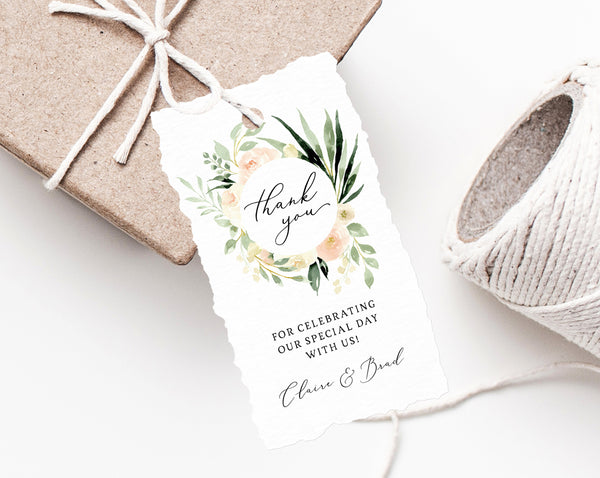 Blush Floral Favor Tag Template, Thank You Tag, Peach Floral Wedding Favor Tag, Favor Label, Printable Favor Tags, Templett, W41, B41