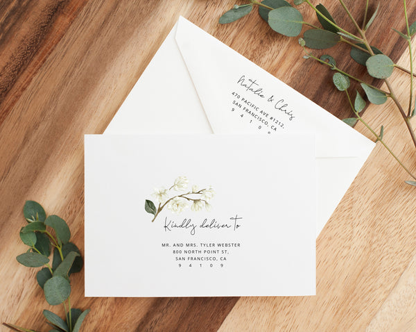 Wedding Envelope Template, Printable Address Envelope, Magnolia Address Envelope, Printable Envelope, Instant Download, Templett, W35