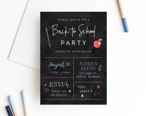 Back To School Party Invitation Template, Editable End of Summer Party Invite, End of Summer Bash, First Day of School, New Year, Templett