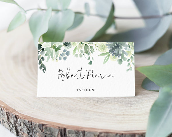 succulent place cards INSTANT DOWNLOAD Succulent Wedding Place Cards, Greenery Escort Card,