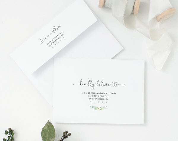 Succulent Wedding Envelope Template, Printable Address Envelope, Greenery Wedding Address Envelope, Instant Download, Templett, W40