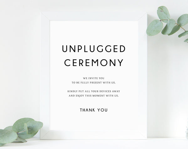 Unplugged Ceremony Sign Printable, Wedding Unplugged Ceremony, DIY Printable Wedding Sign, Switch Cellphone, Devices Away, Templett, W25