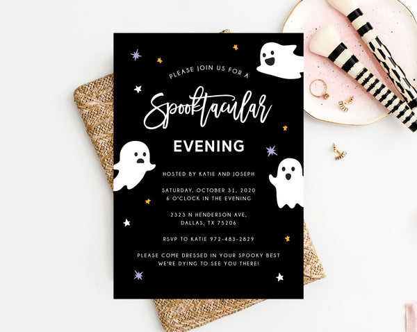 Spooktacular Halloween Party Invitation Template, Printable Halloween Costume Party Invite, Instant Download, Templett