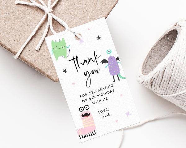 Monster Mash Favor Tag Template, Pastel Halloween Thank You Tag, Monster Themed Birthday Party Favor Tag, Gift Tag, Favor Label, Templett
