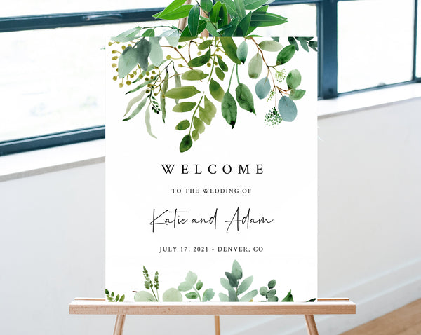 Greenery Wedding Welcome Sign Template, Eucalyptus Welcome to the Wedding Printable, Welcome Board, Instant Download, Templett, W48
