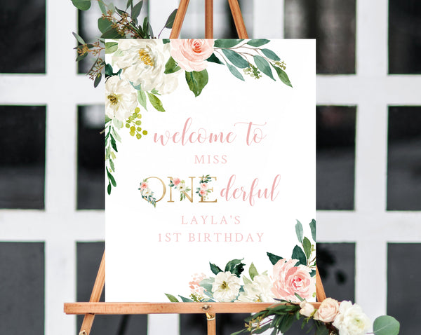 Miss Onederful Welcome Sign Template, Onederful Sign Printable, One-derful Birthday Party Welcome Sign, 1st Birthday Sign, Templett