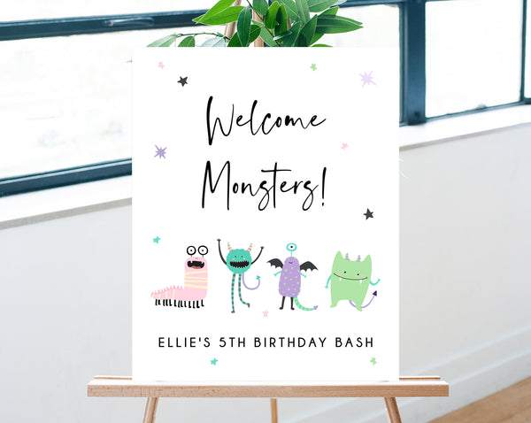 Monster Mash Birthday Welcome Sign Template, Printable Pastel Halloween Party Welcome Sign, Costume Party Welcome Sign, Templett