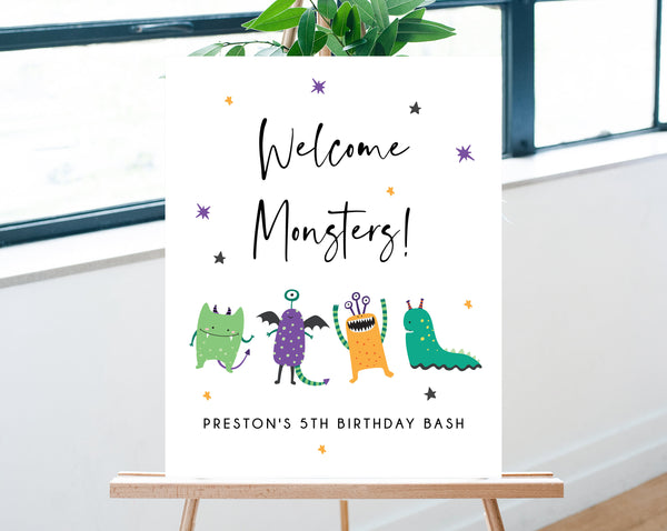 Monster Mash Birthday Welcome Sign Template, Printable Halloween Party Welcome Sign, Monsters Themed Welcome Sign, Templett