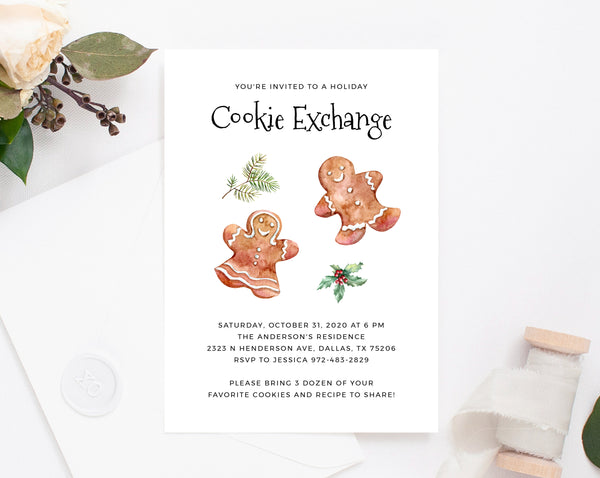 Cookie Exchange Party Invitation Template, Christmas Cookie Exchange Invitation, Printable Holiday Cookie Swap Winter Party Invite, Templett