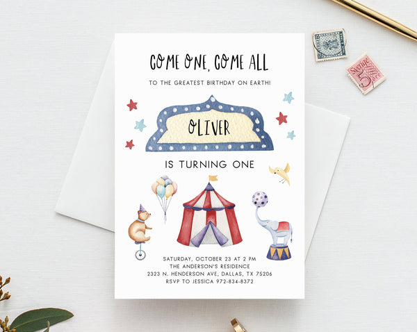Circus Birthday Invitation Template, Carnival Birthday Party Invitatio | paperandthings circus-birthday-invitation-template-carnival-birthday-party-invitatio-paperandthings