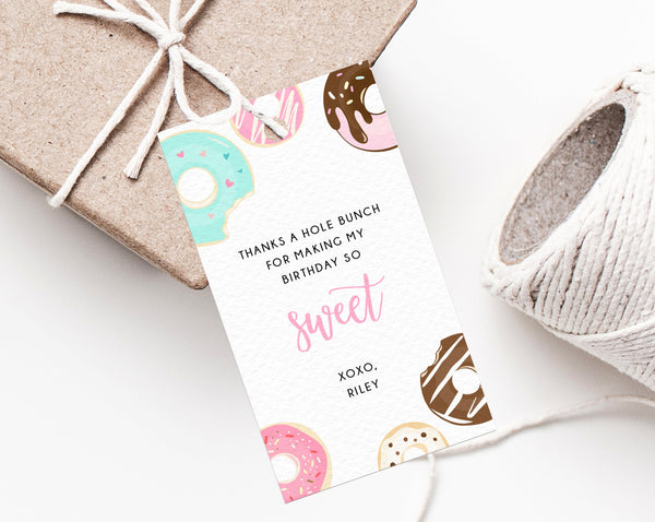 Two Sweet Birthday Favor Tag Template, Thank You Tag, Donut Birthday Party Favor Tag, Gift Tag, Editable Favor Label Printable, Templett