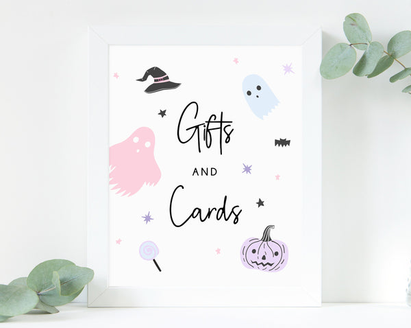 Halloween Party Gifts and Cards Sign, Printable Halloween Birthday Cards and Gift, Templett, B24