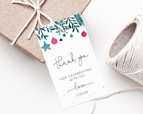 Christmas Baby Shower Favor Tag Template, Holidays Thank You Tag, Winter Baby Shower Gift Tag, Favor Label, Favor Tag Printable, Templett