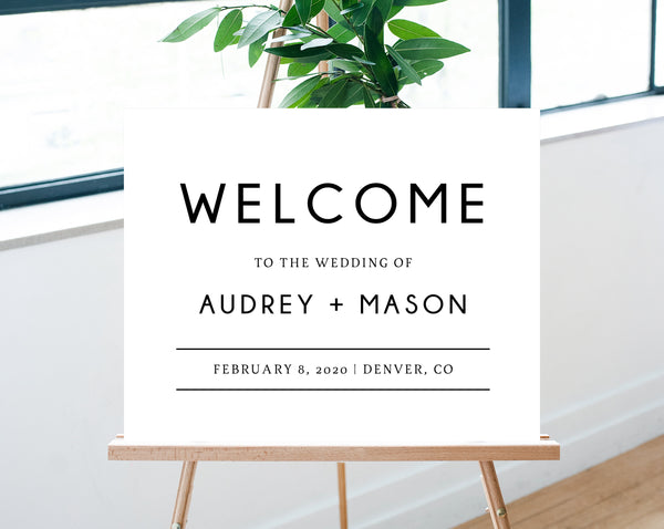 Wedding Welcome Sign Template, Welcome to the Wedding Printable, Welcome Board, Simple Wedding Sign, Instant Download, Templett, W25