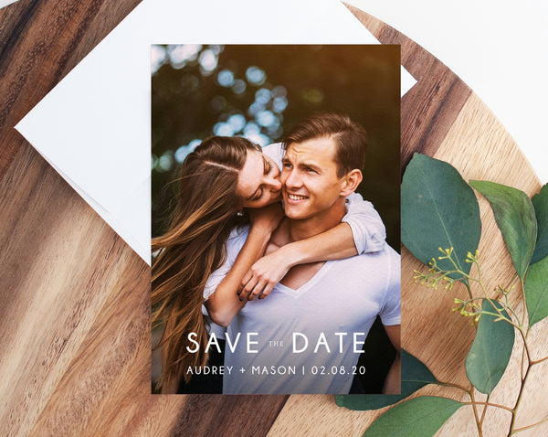 Save the Date Template, Save the Date with Pictures Template, Engagement Photo Save the Date Card, Instant Download, Templett, W25