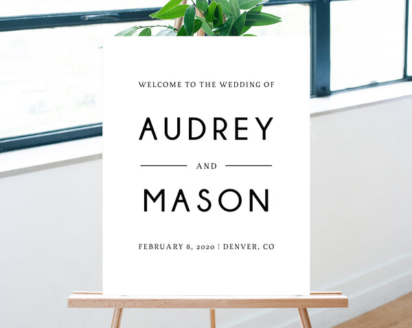 Wedding Welcome Sign Template, Welcome to the Wedding Printable, Welcome Board, Simple Wedding Sign, Instant Download, Templett, W25