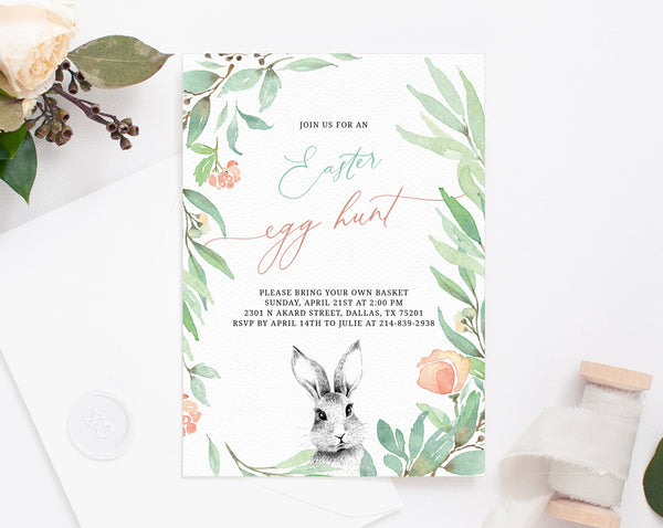 Easter Egg Hunt Invitation Template, Printable Egg Hunt Invite, Easter Bunny Event Invitation, Easter Party, Instant Download, Templett