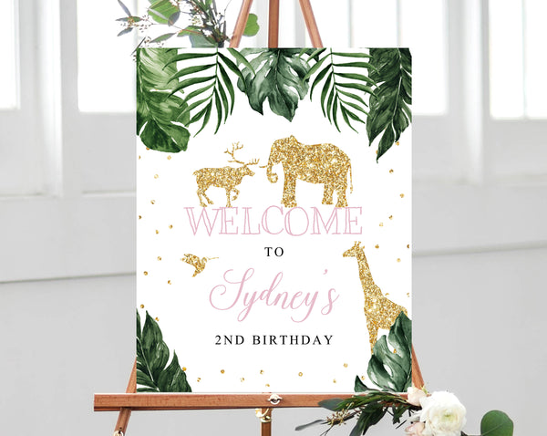 Two Wild Welcome Sign Template, Printable Wild Animals Themed Party Welcome Sign, Wild 2nd Birthday Signs, Editable, Templett