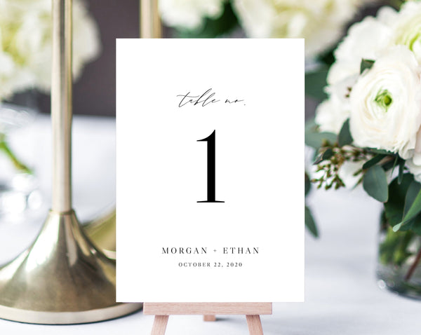 Wedding Table Numbers Template, Printable Minimalist Wedding Table Numbers, Simple Table Number Card Template, DIY, Templett, W52